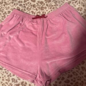 Pink Velour Sleep Shorts with Bow